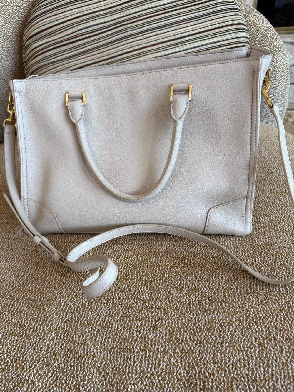 Rebecca Minkoff Pebbled Leather Satchel in Light Beige - Picture 6 of 9
